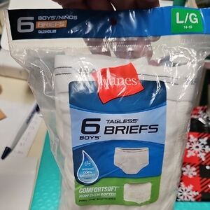 Nwt 6 Pairs Hanes Boys' Tagless Briefs - White